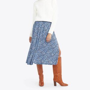 Draper James Midi Side Slit Skirt in Blue Square Dot, Size XL